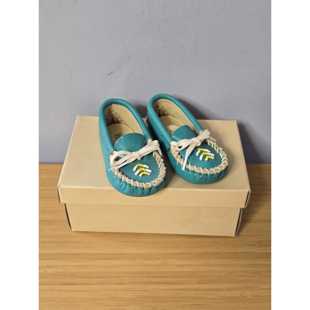 Vintage J.L. Coombs Wigwam Size 3 Toddler Moccasins With Original Box. NEW - Picture 1 of 11
